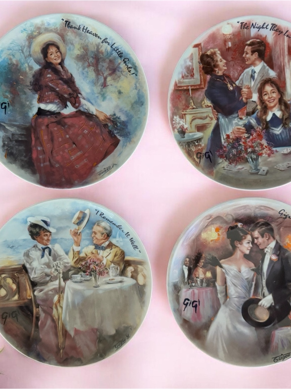 Vintage Decorative Collector Plates - Romantic Scene Set of 4